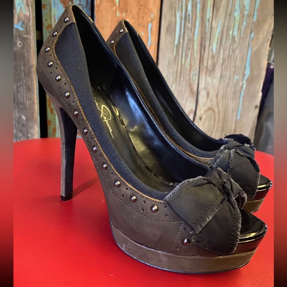 Jessica Simpson Easten Army Brown Vintage Nubuck Heels Womens Size 7
